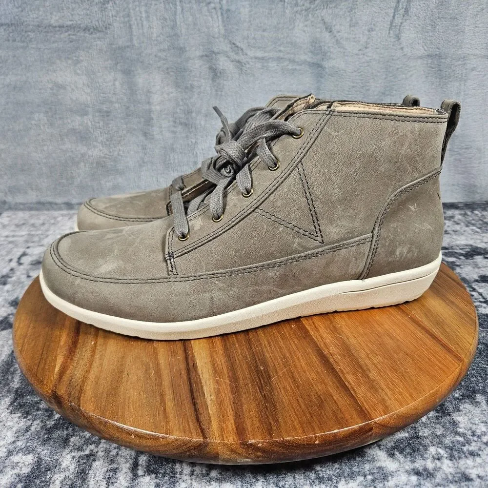 Vionic Shawna Water Resistant High Top Gray Nubuck Leather 10 M Side Zip Lace Up